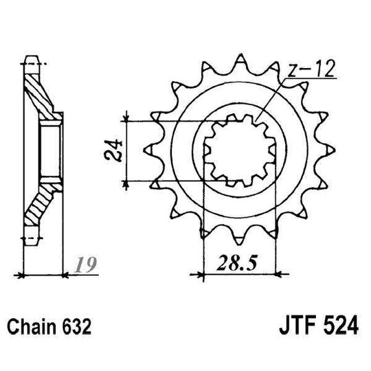 Reťazové koliečko JT JTF 524-15 15T, 632